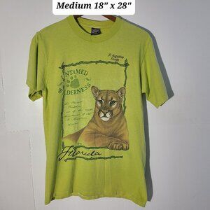 Vintage 90s Untamed Wilderness Cougar Green Medium T-Shirt